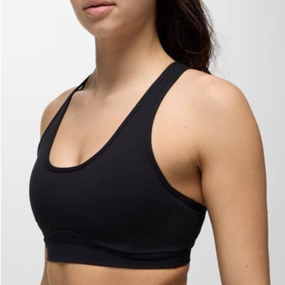 Prana Luxara Salutations Bra Womens L Black Limited Edition Scoop Neck Racerback - Picture 3 of 10